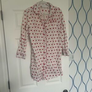 Lake Pajamas Poplin Red Hearts Nightshirt